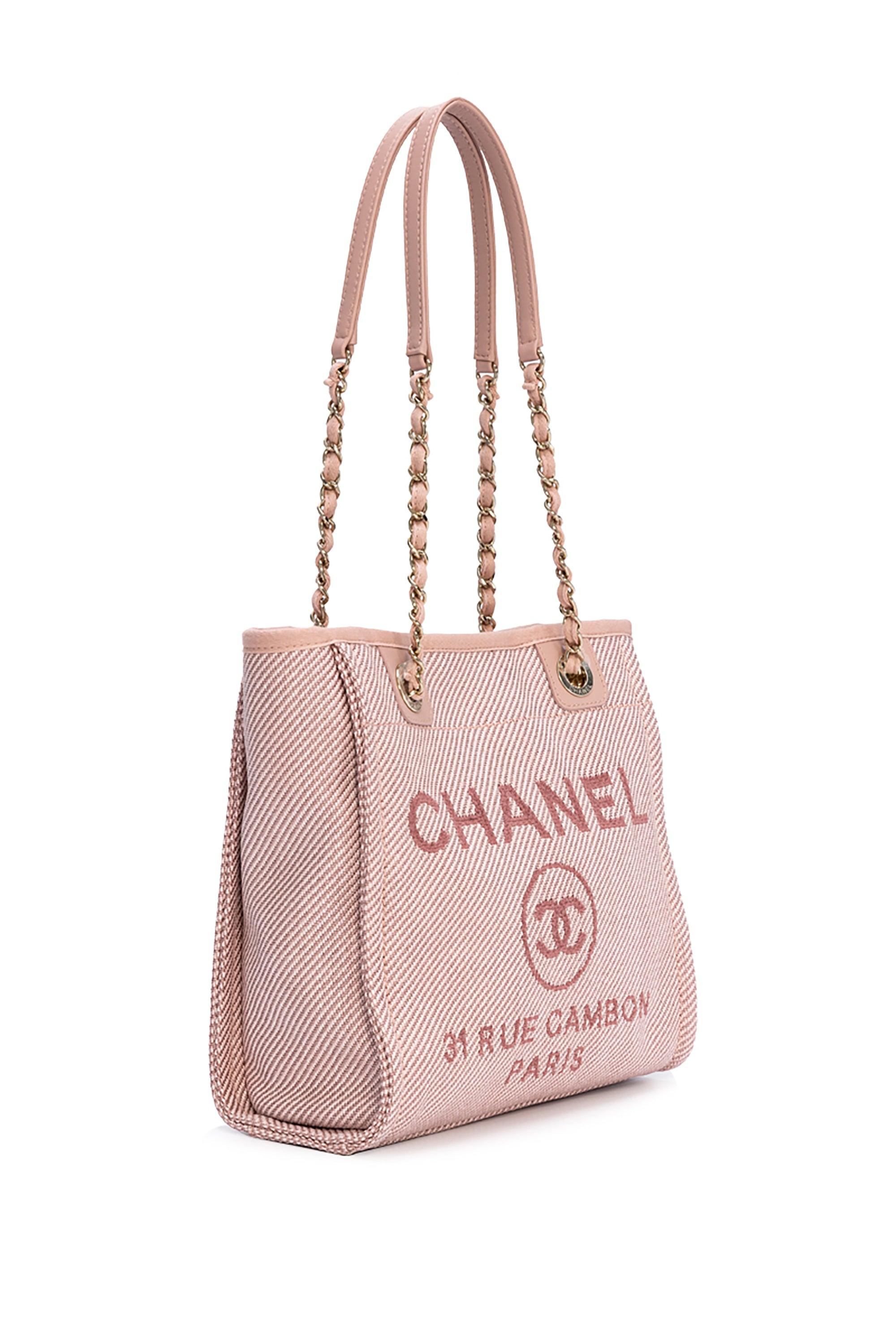 Chanel Small Deauville Shopping Tote with Handle 22S Pink Mixed