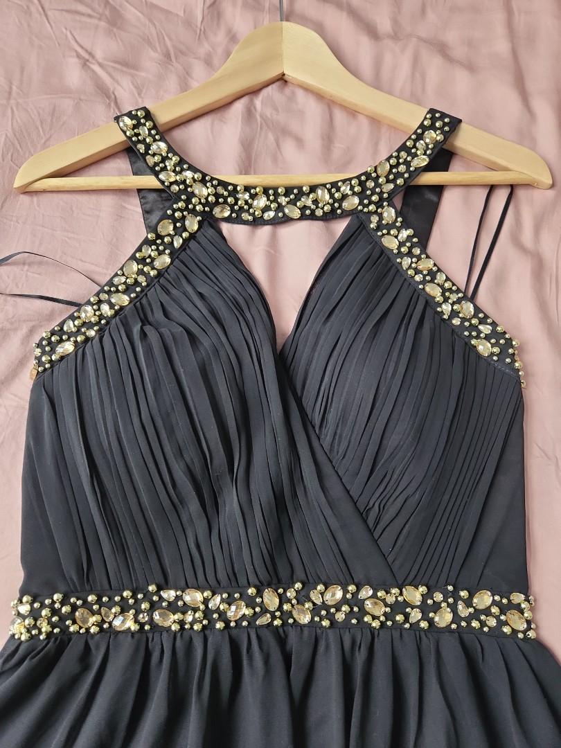 Quiz Long Black Evening Dress UK14 Women s Fashion Dresses