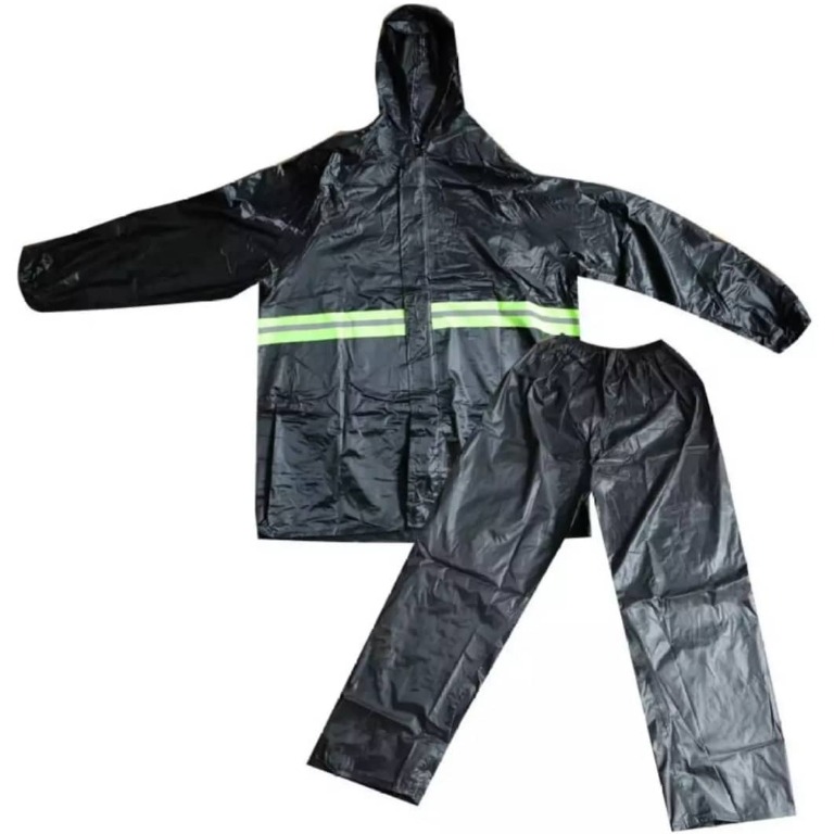 Rain Coat Pants and Jacket Black With Reflector, Commercial