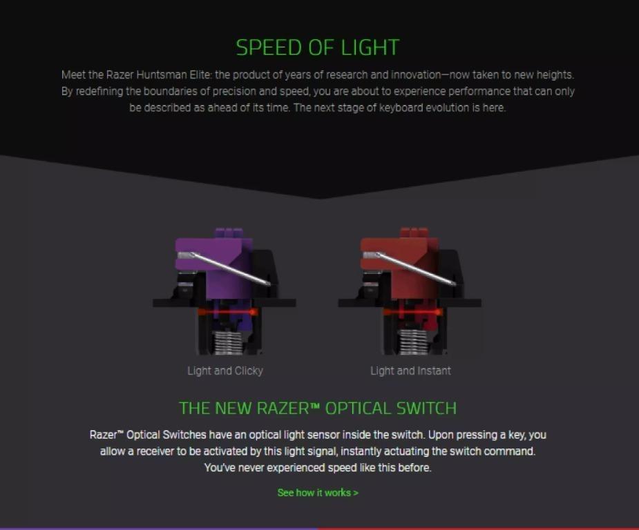 RAZER Huntsman Elite Mechanical Gaming Keyboard - RED Linear Optical ...