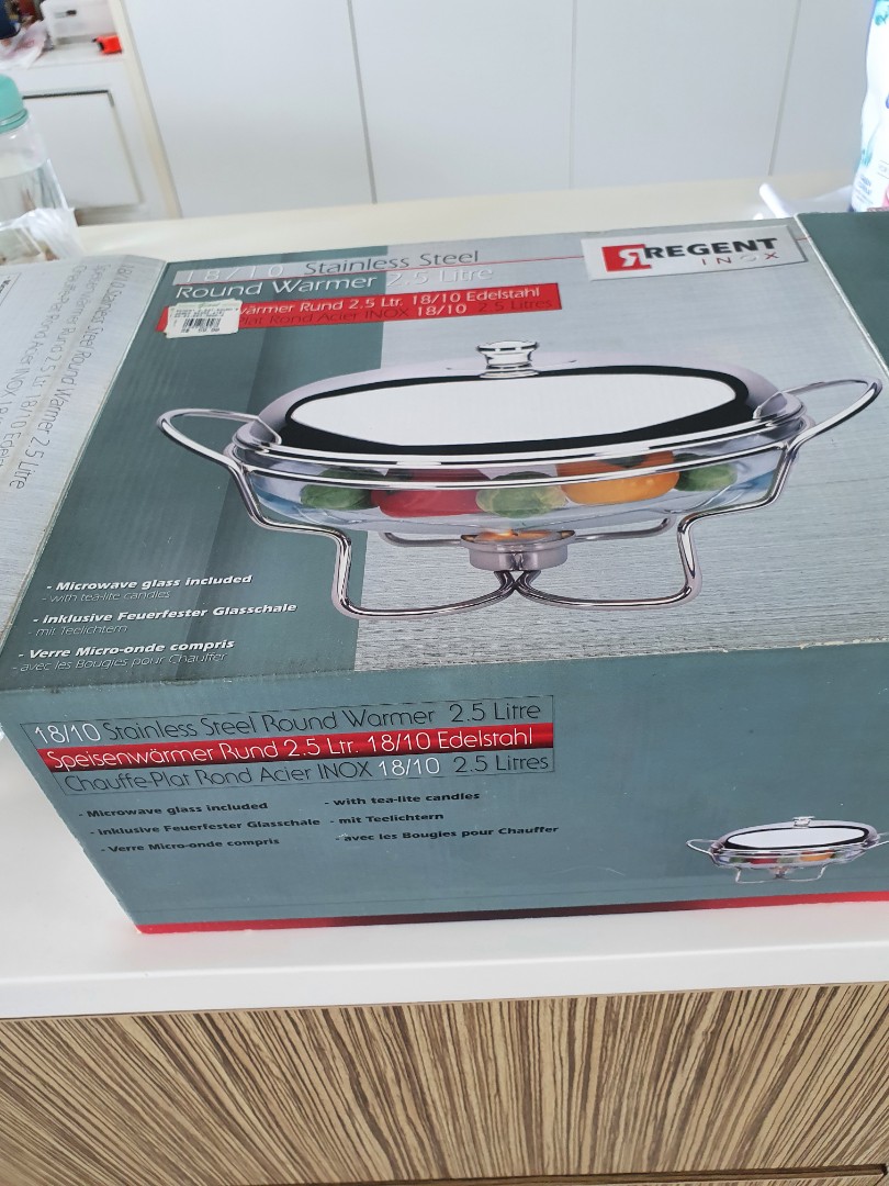Regent Inox 18/10 Stainless Steel Round Warmer 2.5 litre, Furniture ...