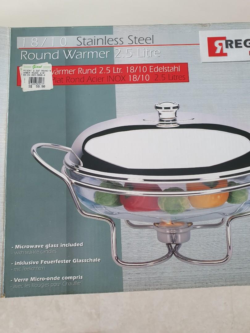 Regent Inox 18/10 Stainless Steel Round Warmer 2.5 litre, Furniture ...