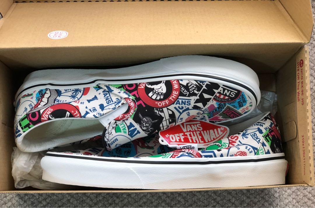 VANS CLASSIC SLIP ON STICKER MASH UP MULTI TRUE WHITE VN0A38F7VFV Women s Fashion Footwear Sneakers on Carousell