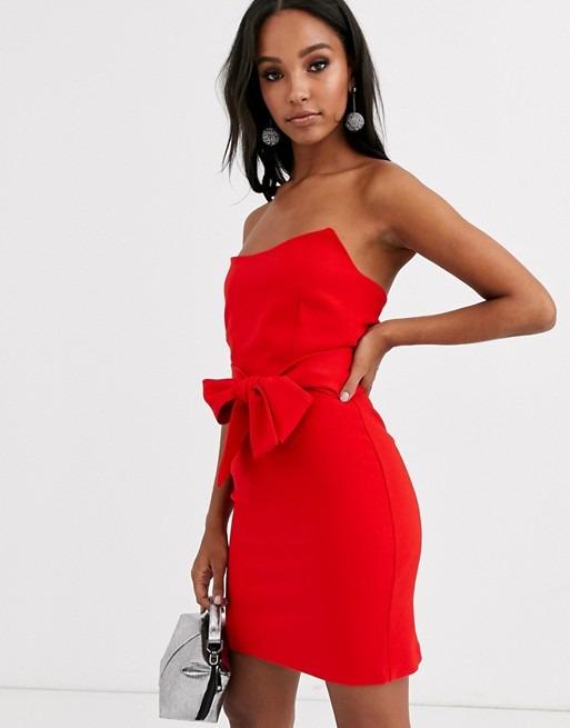 Red bandeau mini clearance dress