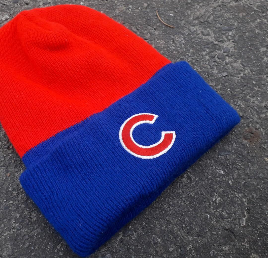 Vtg Chicago Cubs MLB Beanie Hat, Fesyen 