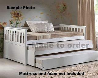 Wooden White Sofa Day Bed w/ 2 pullover beds HINDI KASAMA FOAM. 09564751745