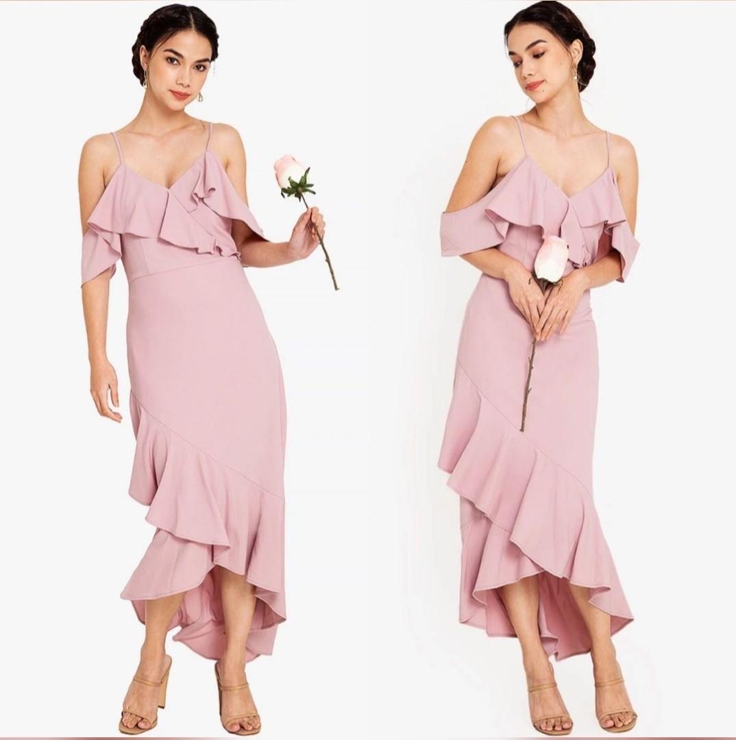 Zalora Bridesmaid Ruffle Detail Maxi Dress