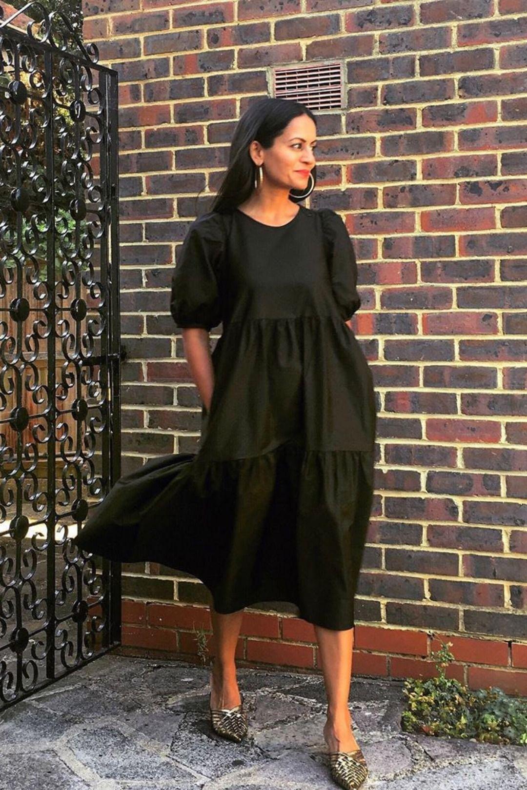 Zara poplin dress black sales