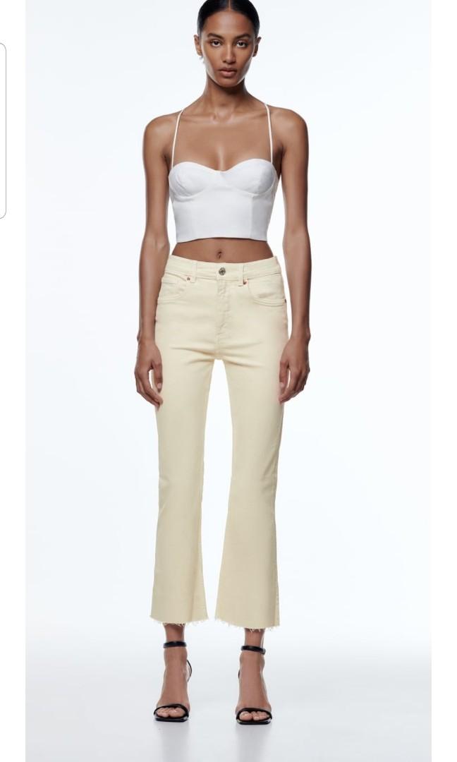 Zara cropped flare jeans, Fesyen Wanita 