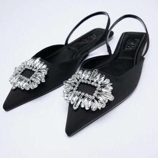 Zara diamond pointed flat sandals