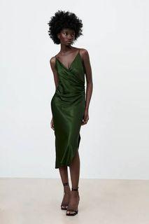 Zara Green Satin Dress