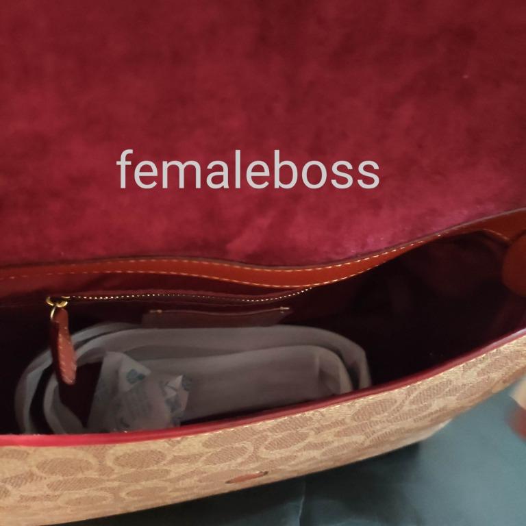 5229 Coach May Shoulder Bag in Signature Canvas in Tan/Rust, Women's Fashion, Bags & Wallets