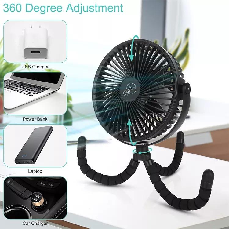 5000mAh Rechargeable Battery Powered Fan, Clip Fan with Flexible Tripod for（並行輸入品） - 3