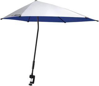  G4FREE UPF 50+ Adjustable Beach Umbrella XL with Universal Clamp for Chair, Golf Cart, Stroller, Bleacher, Patio, Blue