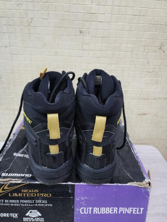 二手SHIMANO NEXUS LIMITED PRO CUT RUBBER PINFELT SHOES (GORE TEX) 28CM  磯釣鞋。磯鞋, 運動產品, 釣魚- Carousell
