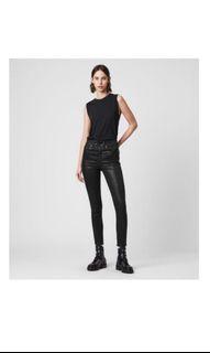 All Saints Dax Cropped High Rise Skinny Black Coated Jeans