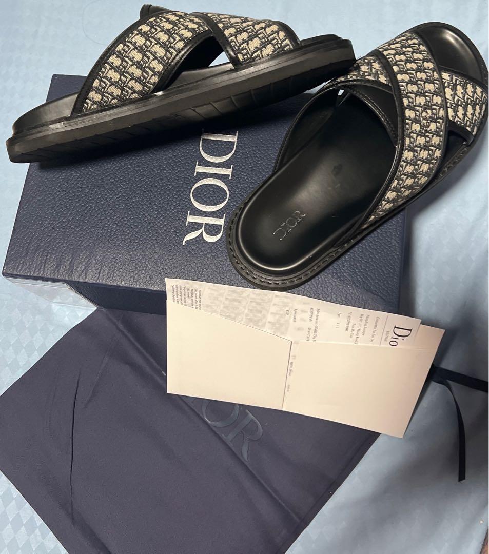 Dior Aqua Sandal Beige and Black Dior Oblique Jacquard  DIOR