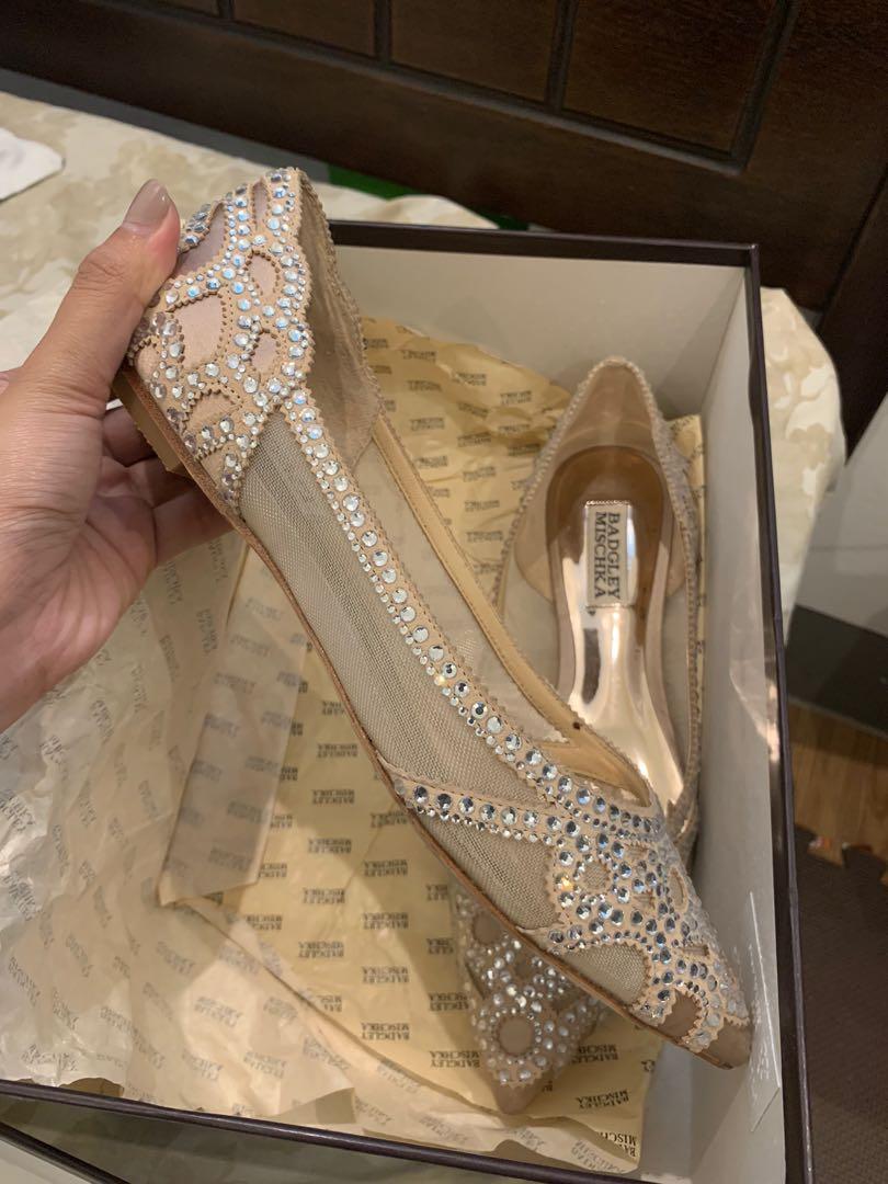 Badgley mischka flat bridal discount shoes