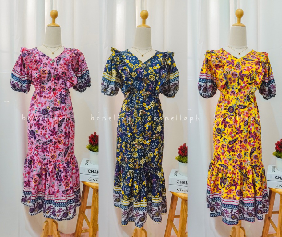 Bangkok Floral Puff Sleeve Maxi Dress, Women's Fashion, Dresses & Sets ...