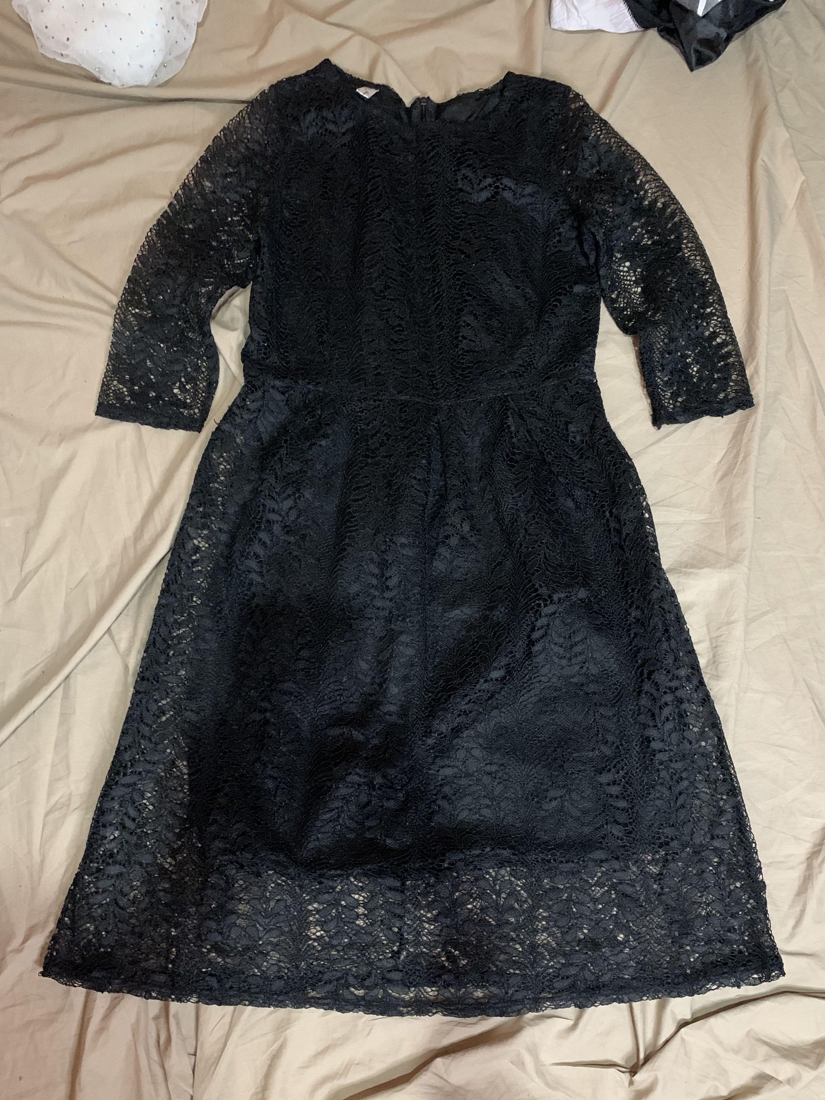 black lace funeral dress
