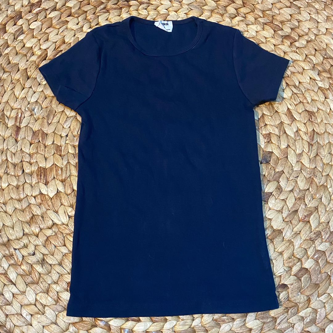 body fit navy shirt, Fesyen Pria 