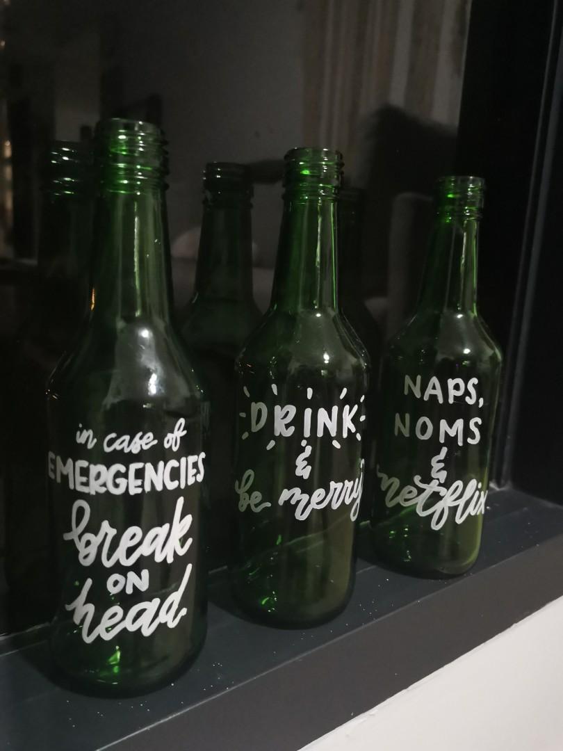 Bottle art, calligraphy, quotes, Furniture & Home Living, Home Decor