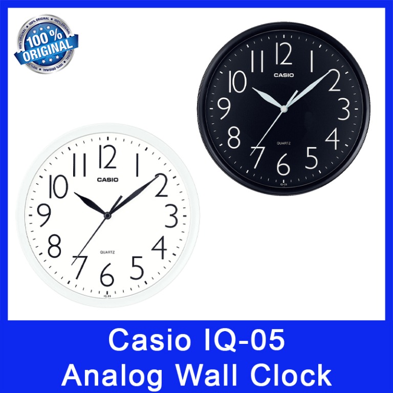 Casio IQ 05 Analog Wall Clock. Resin Material. 12 Month Battery