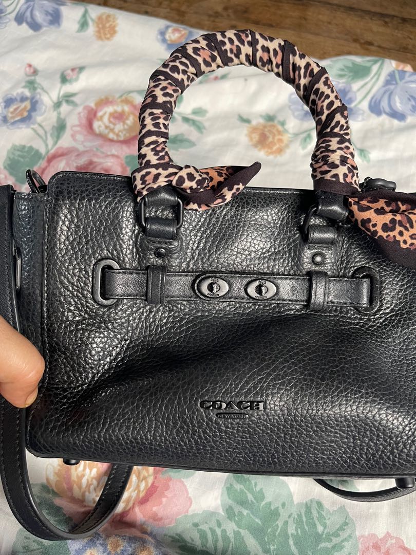 Matte black coach purse sales