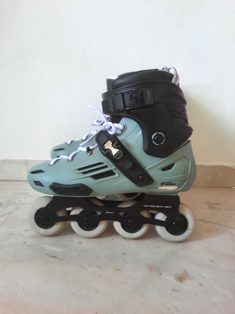 Decathlon Oxelo Mf 500 Green Rollerblade Inlineskate Sports Equipment Sports Games Skates Rollerblades Scooters On Carousell
