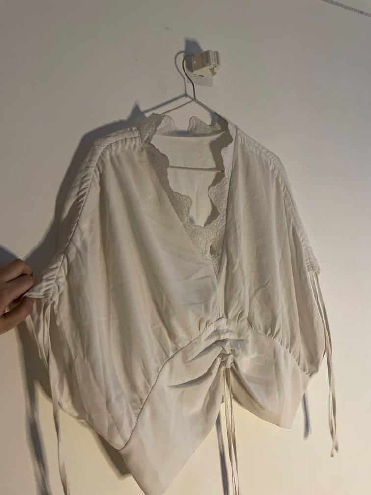 Drawstring pullover blouse clearance