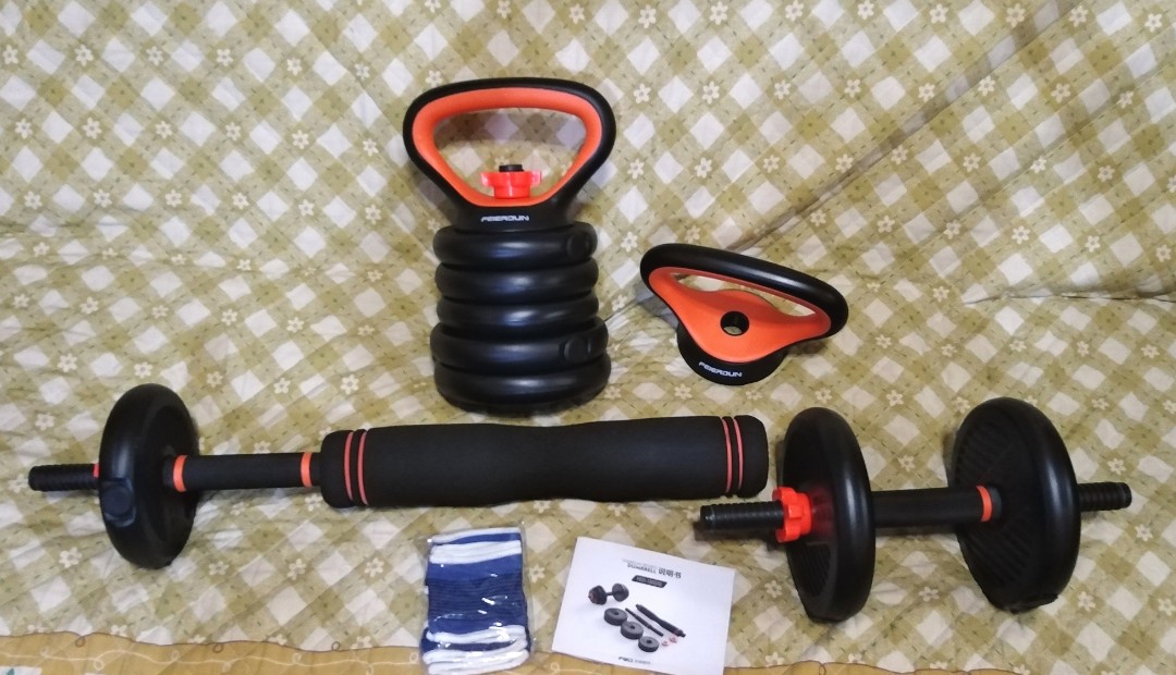 Feierdun 10kg Barbell Dumbbell Kettle Home Personal Gym Equipment
