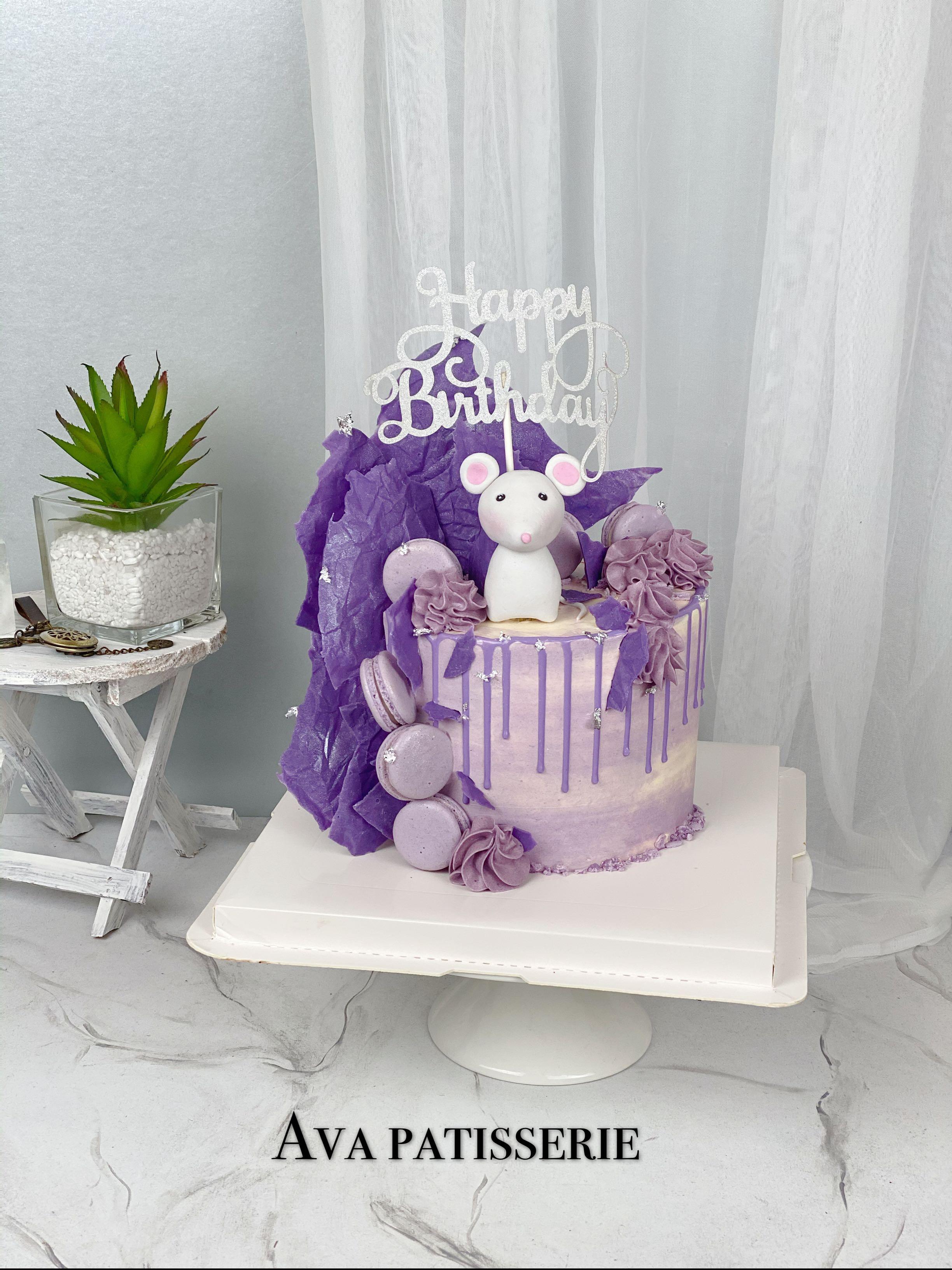 Purple rose shape cake