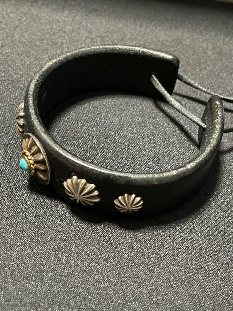 Goros Leather Bracelet with Gold Rope Turquoise Black