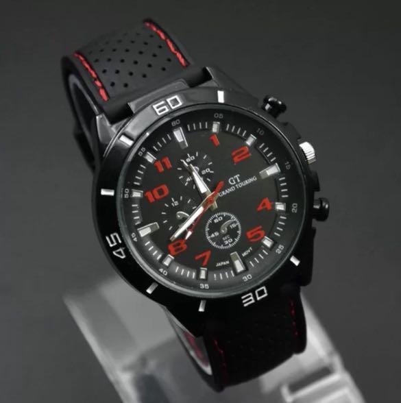 GT F1 GRAND TOURING Silicone Band Quartz Analog Sport Watch RED