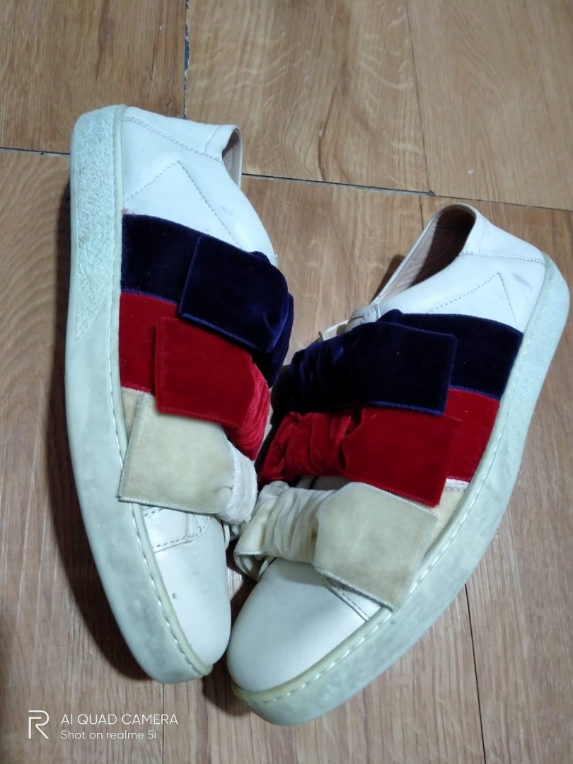 Gucci velvet bow sneakers new arrivals