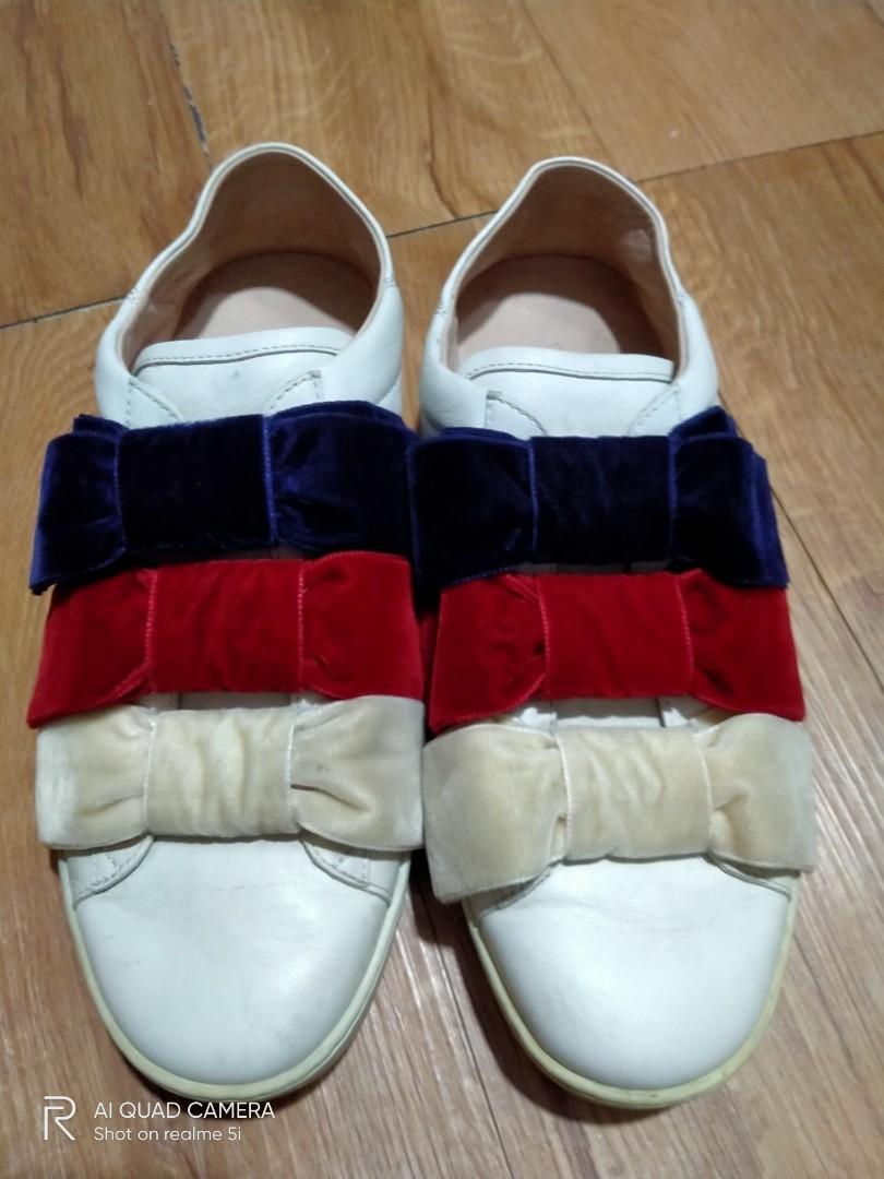 Gucci velvet bow sneakers sales