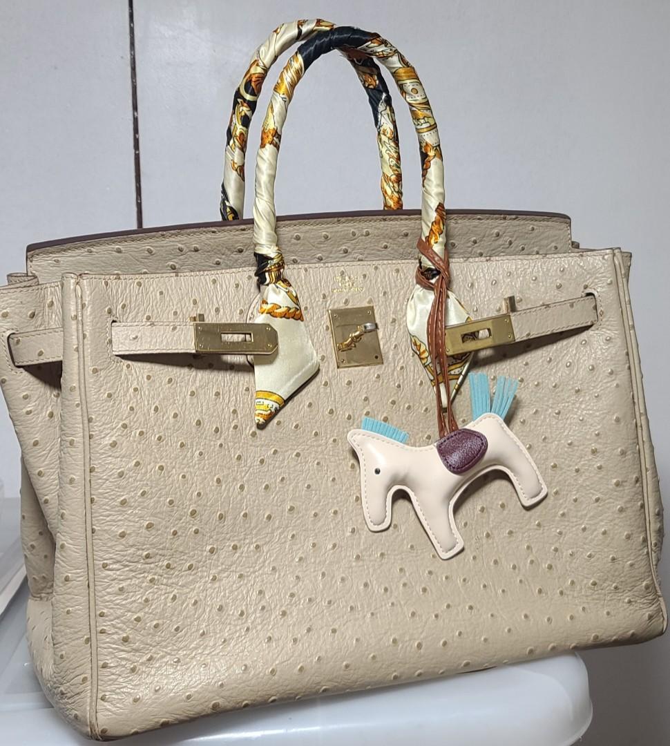 Sold at Auction: HERMES BIRKIN 30 IN PARCHEMIN OSTRICH, GOLD HARDWARE