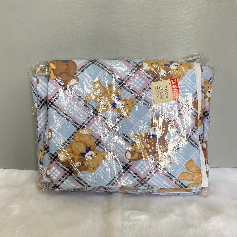 Japan Blue Brown Bear Single Bedsheet Set (Category: Bedding & Towels) located in Consolacion. Submitted by posh_avenue_home (Listing ID 1168290377, Image 2). Description: Brand new. From Japan. Single size. 1 x Pillow Case 1 x Blanket 1 x Flat Sheet/Bed Sheet.