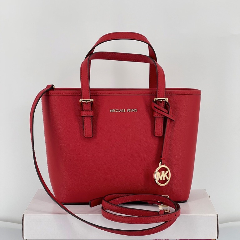 Michael Kors Jet Set Travel Medium Saffiano Leather Top-Zip Tote Bag,  Luxury, Bags & Wallets on Carousell