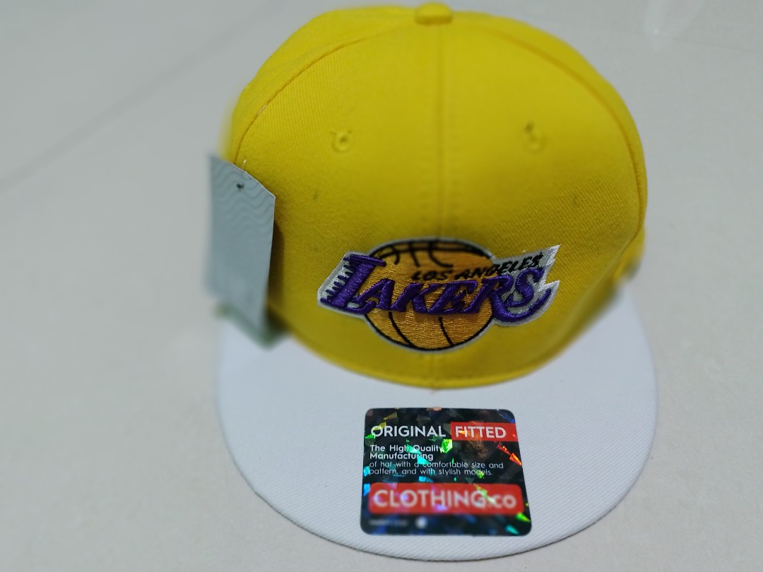 Jual Topi Snapback LA Lakers Kuning Putih Kualitas Import Size M to L