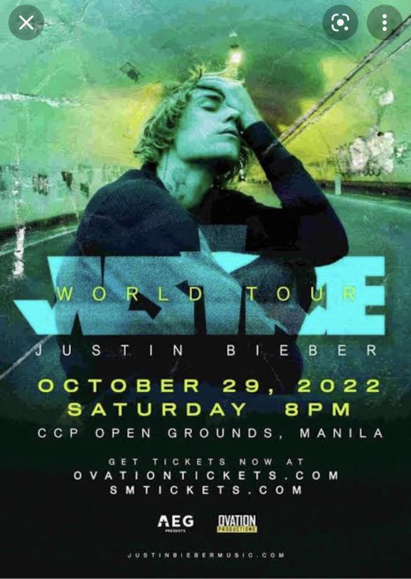 Justin Bieber Justice Tour Ticket, Tickets & Vouchers, Event Tickets on