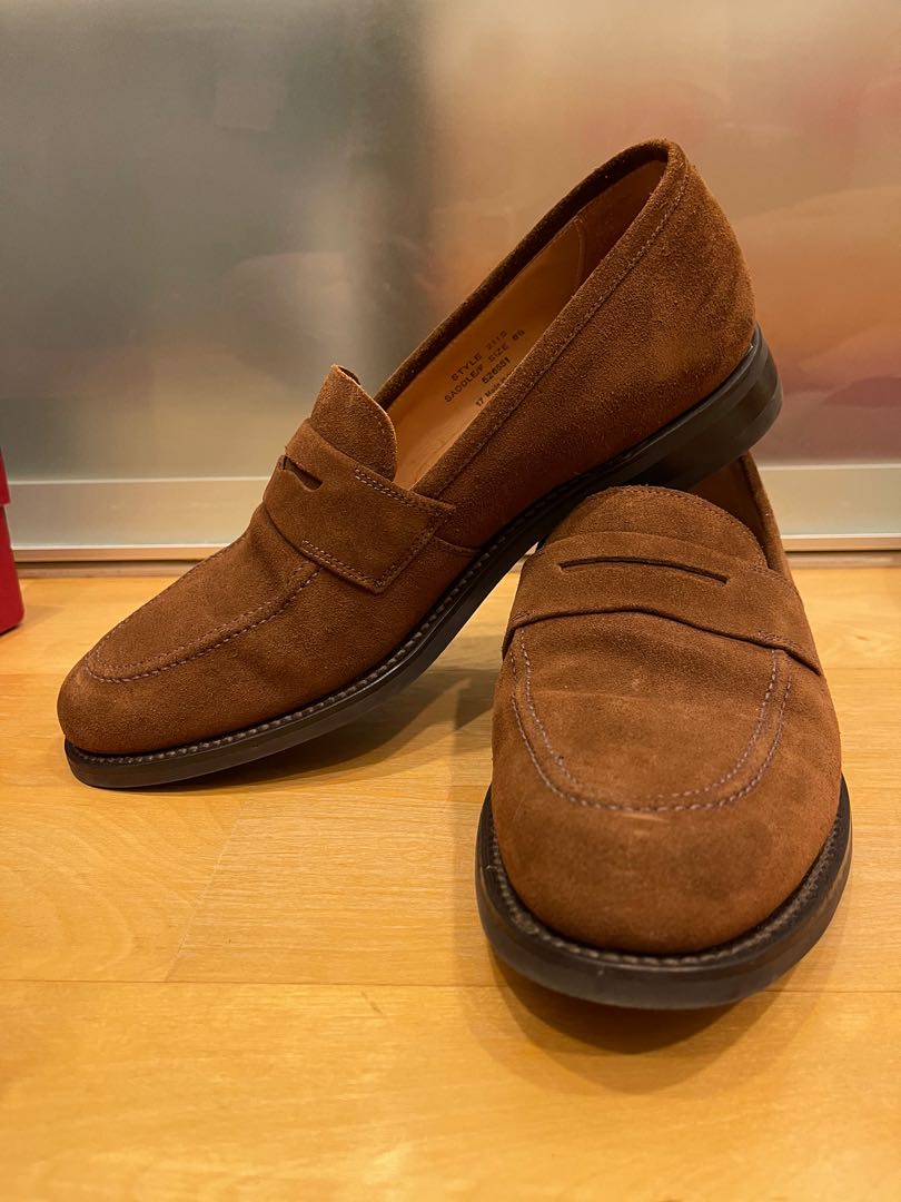 brown suede loafers