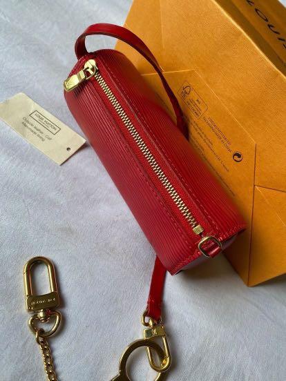 Louis Vuitton Red Epi Leather Soufflot Mini Papillon Wristlet Pouch Bag  818lv56