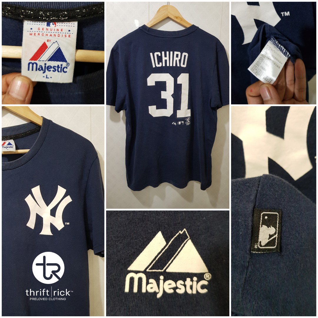 Majestic, Shirts, Majestic Nwt Ichiro Suzuki Ny Yankees Jersey T Shirt  Mlb Baseball Blue Size Xl