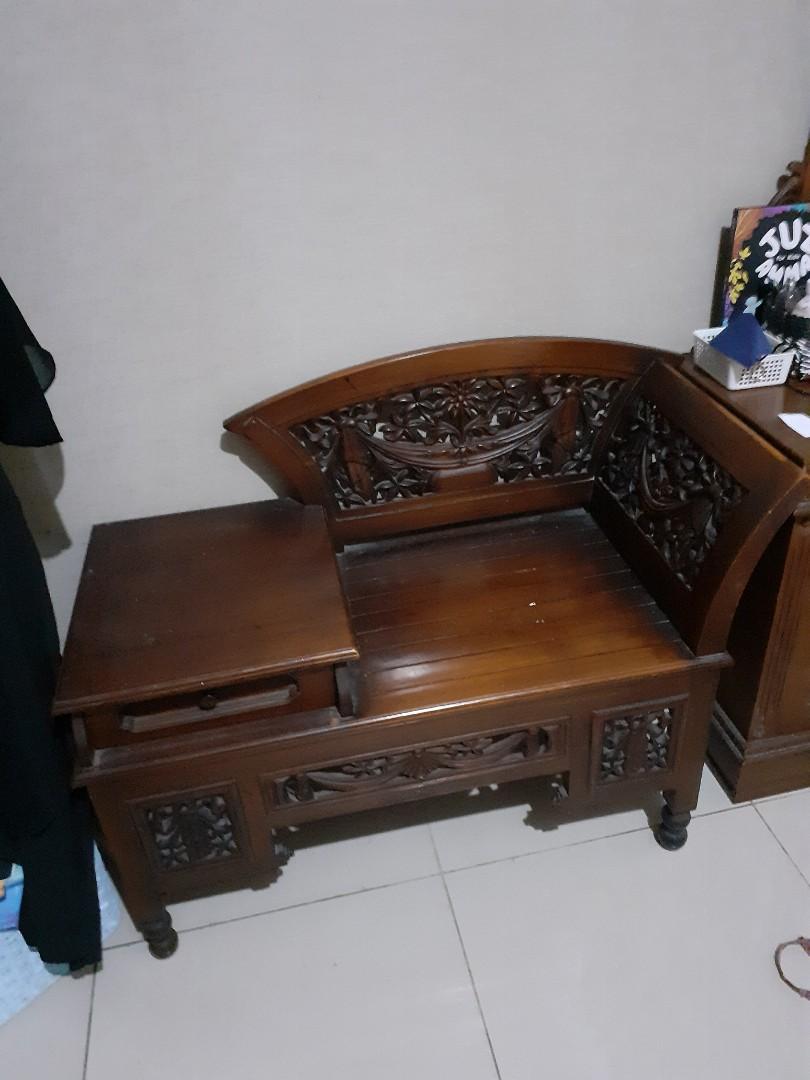 meja kursi telepon jati