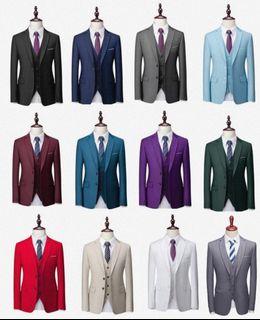Men suit 2/3pc formal  suits  blue green grey yellow red white beige purple light blue suits size S-6XL plus size men suits in-stock