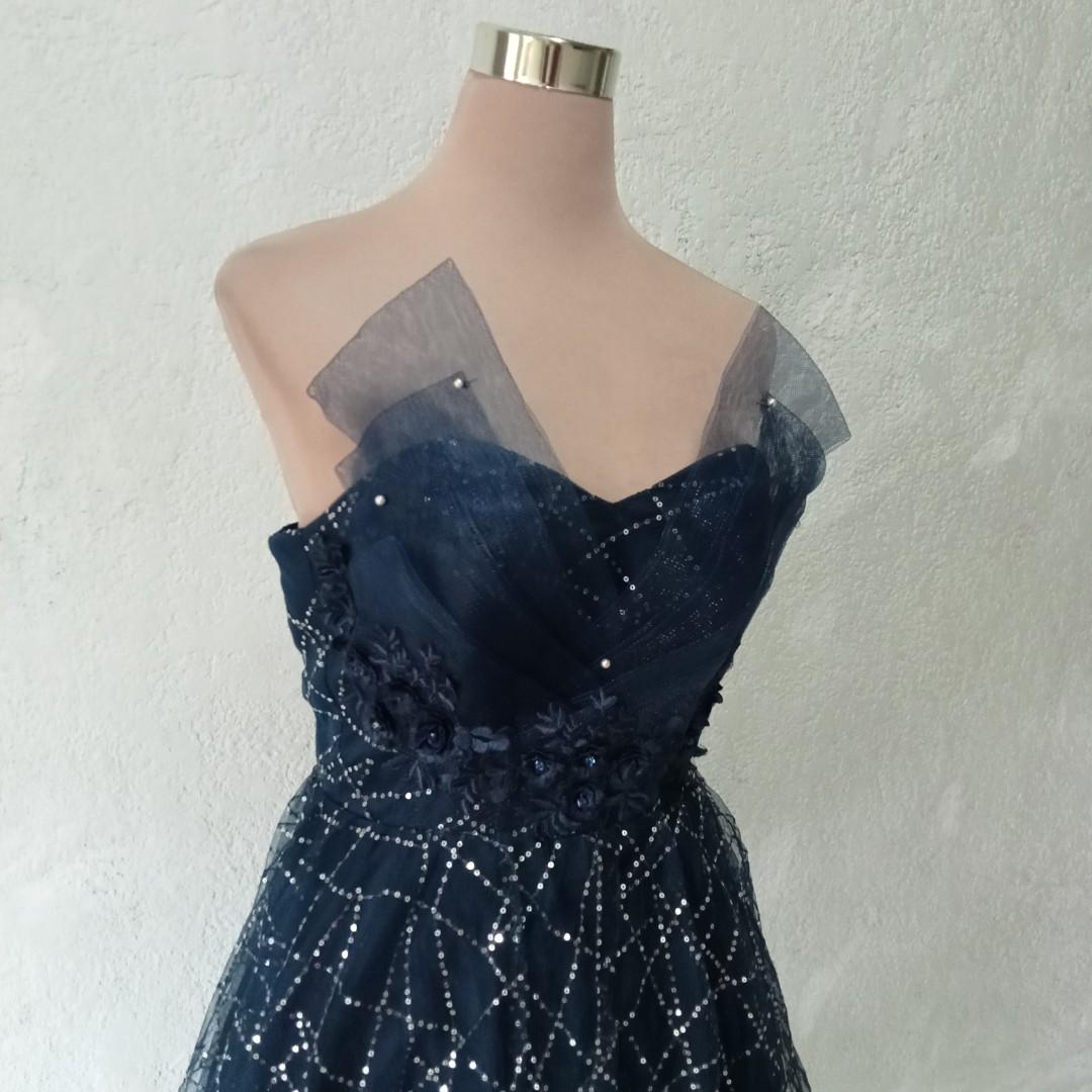 Beautiful Navy Blue Long Dress - Size 2 - Great for Prom/ Wedding/ Formal  event | eBay
