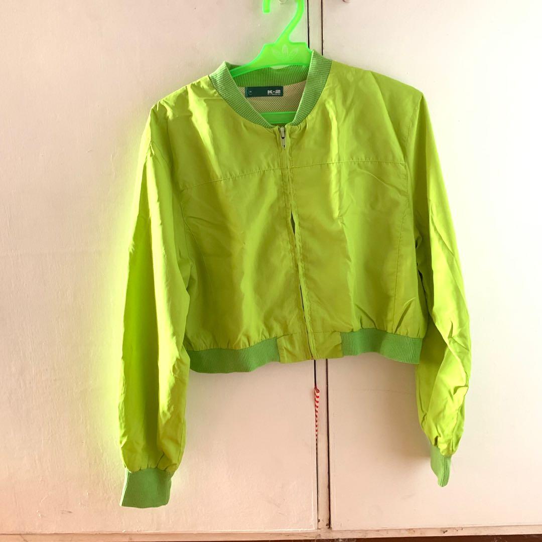 Neon green cropped jacket, Women's 