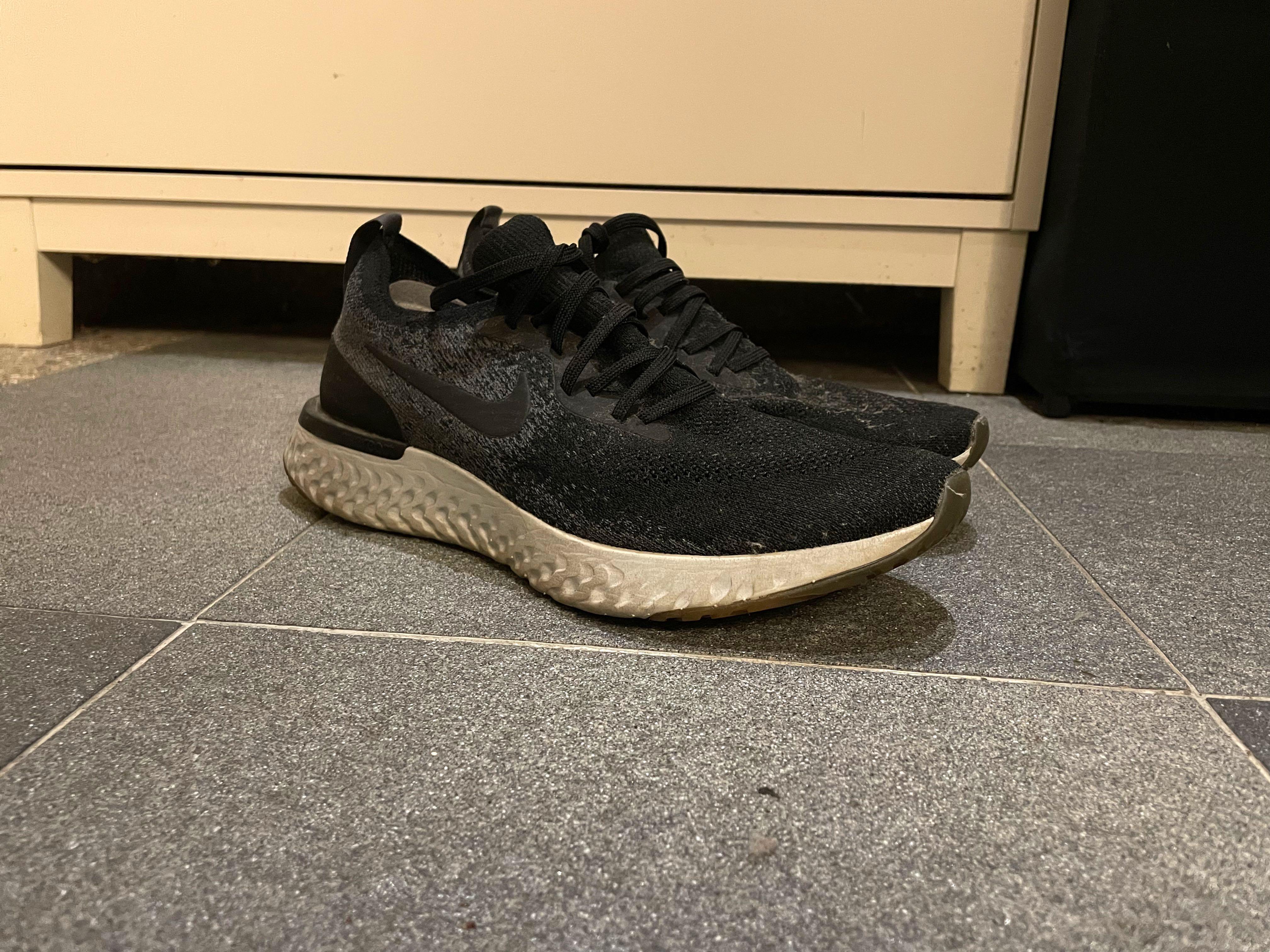 Nike epic react flyknit black on feet online
