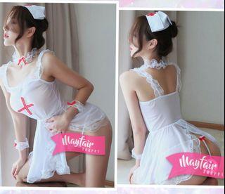 Nurse Cosplay Lingerie (+Neck band + Wrist band + G string +Cap) Sleepdress Nightdress Nightie Nightgown Pyjamas Pajamas Sleepwear Nightwear Evening Wear Evening Dress/Hen Party Gift/Hen Party Present/Wedding Gift/Wedding Present
